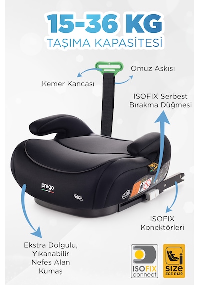 Prego Hera 15-36 Kg Emniyet Kemeriyle Kullanılabilen İsofixli Yük
