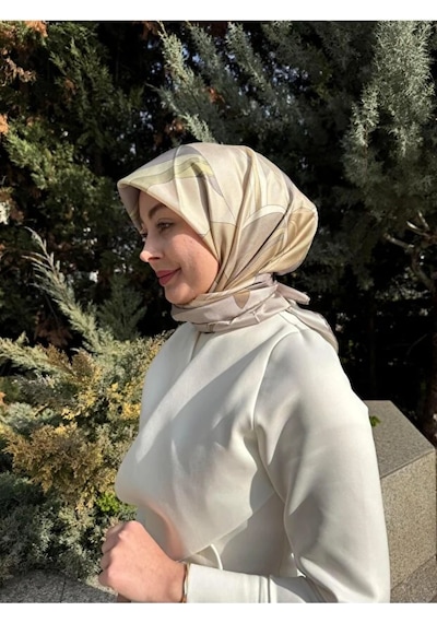 Belli Saf Twill İpek Eşarp 4035d Vizon-gri