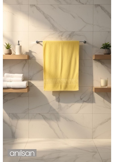 2'li Sarı Greek El Havlusu - 50x90 Cm, 225 Gr, %100 Pamuk, Spa Ve Otel Havlusu Sarı