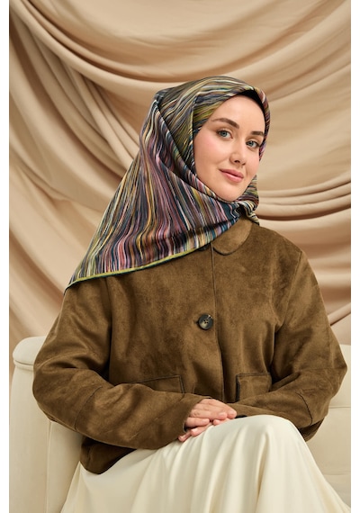 Silk Home Twill İpek Eşarp 11484-32 Petrol Yeşili, Yağ Yeşili, Sarı, Pembe, Yavruağzı