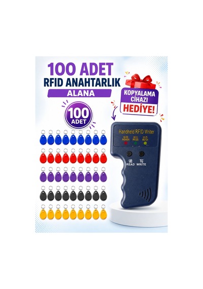Sr-602 R Yazılabilir Kopyalanabilir 125 Khz Proximity Anahtarlık Keyfob Karışık Renkler 100 Adet