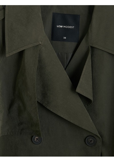 Lcw Modest Haki Kuşaklı Kadın Gabardin Trençkot