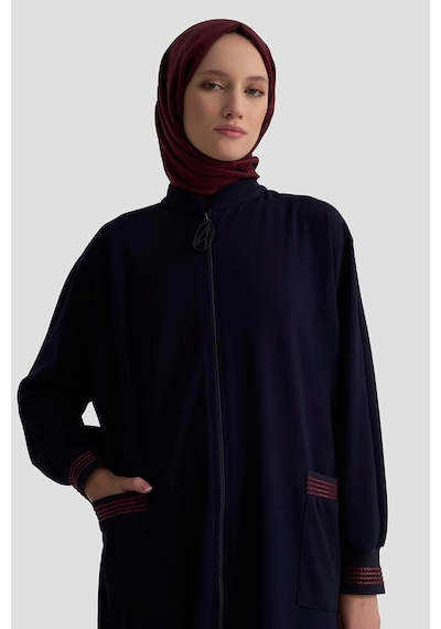 Armine Trend Kolları Ribanalı Boydan Fermuarlı Cepli Giy Çık Lacivert 25kt557