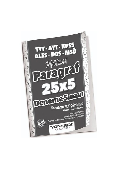 YKS TYT AYT KPSS ALES DGS MSÜ Muhtemel Paragraf 25 x 5 Deneme Yönerge Yayınları