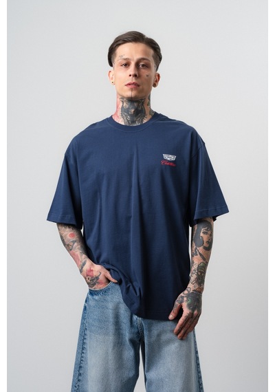 Respire Erkek Cadillac Baskılı Oversize T-shirt Lacivert