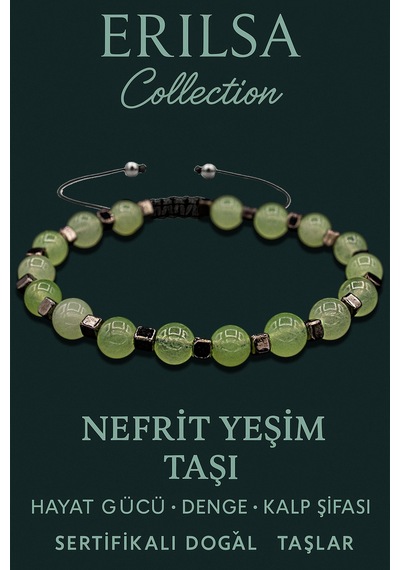 Sertifikalı Terahertz & Nefrit Yeşim Taşı Bileklik Huzur, Denge Çok Renkli