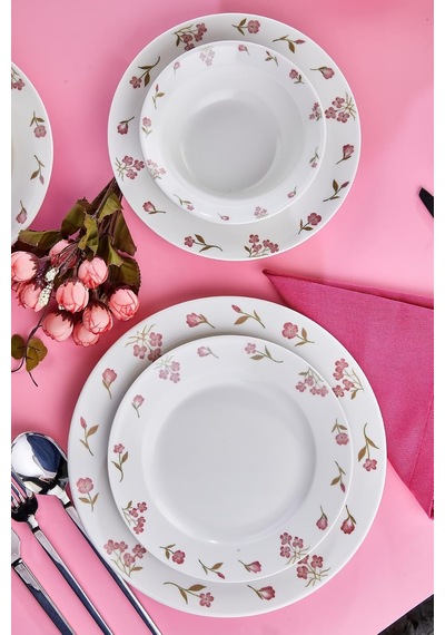 Rosette 24 Parça Porselen Yemek Takımı, Pembe, Ckr4797 Diğer