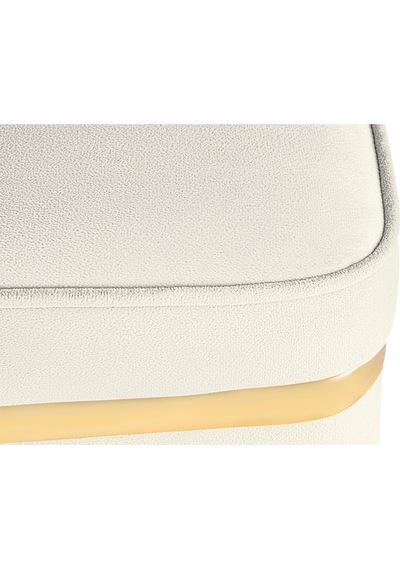 Zengo Gold Twin Line Kare Puf -beyaz Kumaş, Dekoratif Makyaj Masası Pufu-modern Style