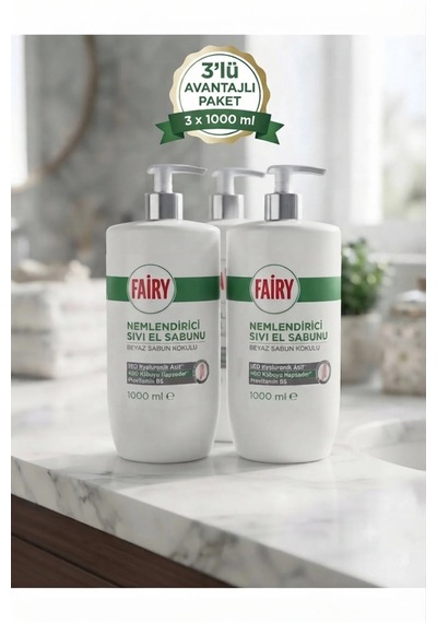 Fairy Sıvı El Sabunu Beyaz Sabun Kokulu 3x1000 Ml
