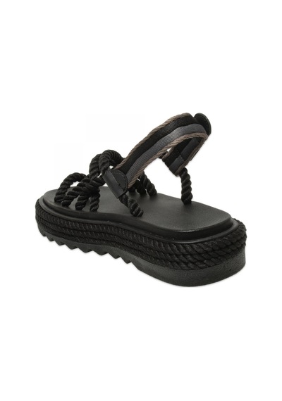 Bohonomad Ibiza Mid Platform Halat Siyah Kadın Sandalet Siyah