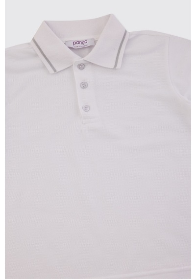 Panço Erkek Çocuk Yakalı T-shirt Beyaz