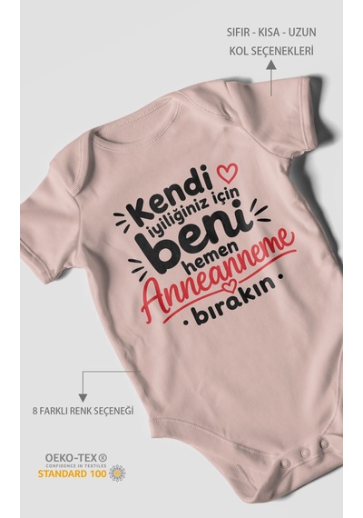 Morivokids Anneanneye Özel Kısa Kollu Bebek Body %100 Pamuk Zbn284-kk Pastel Pembe