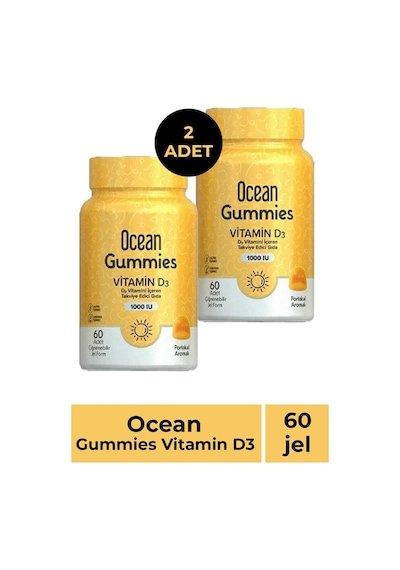 Ocean Gummies Vitamin D3 1000 IU D3 2 x 60 Çiğnebilir Jel Form