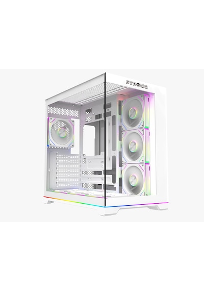 Strong Balerion 7x 120 Mm Fanlı Argb Kumandalı Şerit Ledli 600w 80+ Atx Akvaryum Beyaz Gaming Bilgisayar Kasası