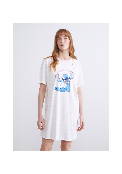 Lcw Young Ekru Bisiklet Yaka Stitch Baskılı Kadın Gecelik