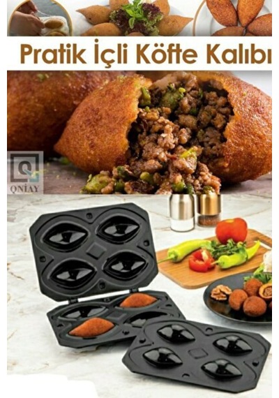 Qniay Lüx Siyah Pratik 4'Lü İçli Köfte Kalıbı