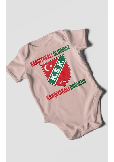 Morivokids Karşıyakalı Olunmaz, Mesajlı Kısa Kollu Bebek Body %100 Pamuk Pastel Pembe