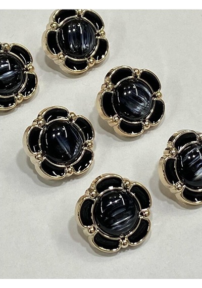 Papatya Düğme/ Papatya Sedefli Model / Siyah / 6 Lı Set / 2 Cm