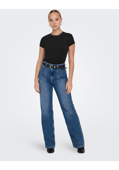 Only Onlelına S/s O-neck Short Top Jrs Noos Kadın Siyah Bluz - 15320229 Siyah
