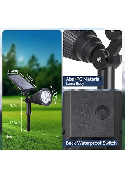 Solar Güneş Enerjili Kazıklı Çim & Bahçe Aydınlatma Armatürü 7w Ip65 Çok Renkli