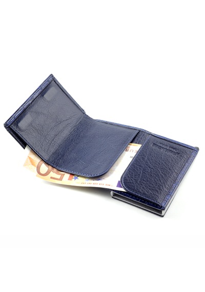 Ancora Leather Hakiki Deri Croco Mekanizmalı Erkek Cüzdanlacivert Lacivert