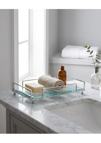 Crystal Krom Set Üstü Aksesuar Tepsisi Renkli