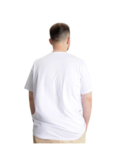Mode Xl Büyük Beden Erkek T-Shirt Bis Yaka Fragmented 23133 Beyaz 001