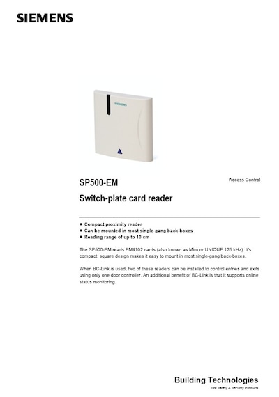Proximity 125 Khz - Switch-plate Card Reader