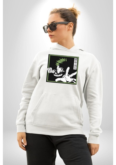 My Hero Academia Dabi Anime Kadın Erkek Beyaz Kapüşonlu Sweatshirt Hoodie Beyaz