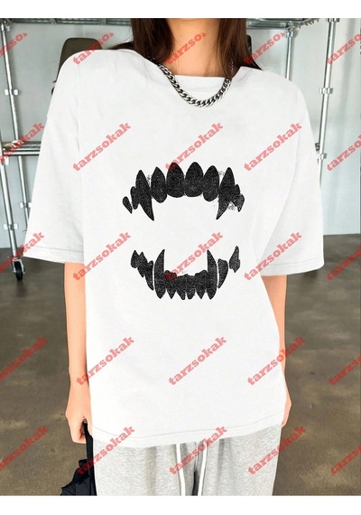 Startmore Unisex Teeth Tshirt Beyaz Beyaz