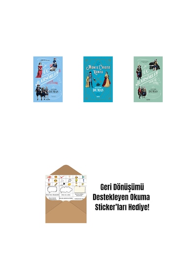 Üç Silahşörler 4 - Louise De La Valliere + Monte Cristo Kontu + Üç Silahşörler Yirmi Yıl Sonra Ciltli + Okuma Sticker'ları