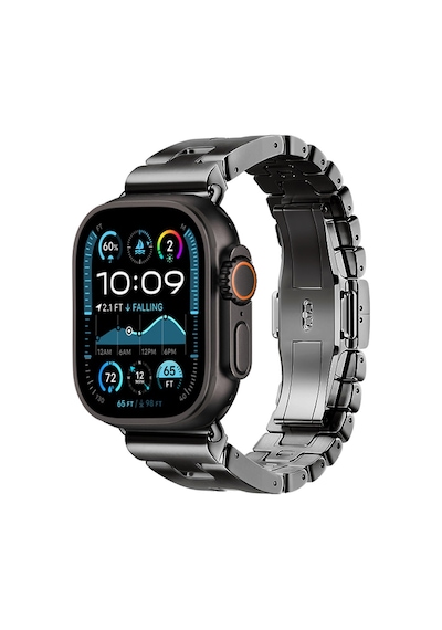 Apple Uyumlu  Watch  Ultra 49mm Zore Krd-125 Metal Kordon Strap Kayış-siyah