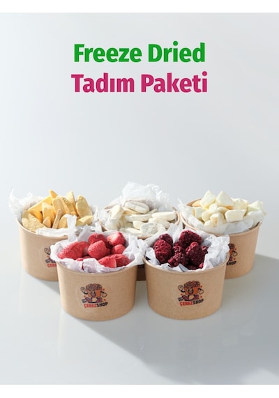 Freeze Dried Tadım Paketi 5'li - Çilek Mango Muz Kavun Böğürtlen Kuru Meyve Cipsi Seti 10 G