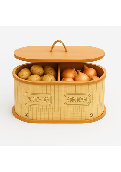 Dekorasyaa 2 Bölmeli Patates Soğanlık - Bambu - Oval - Açık Natural Desen Açık Kahverengi Dekorasyaa 2 Bölmeli Patates Soğanlık - Bambu - Oval - Açık Natural Desen Açık Kahverengi