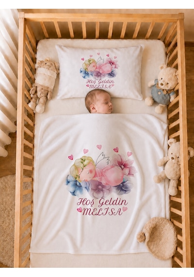 Pia Baby Kız Bebek Hastane Çıkışı 5 Parça Tulum Seti %100 Pamuk İsme Özel Organik Baskılı 2080tyb3x Ekru