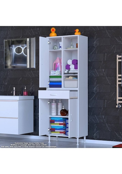55x173 Cm Mutfak Dolabı Banyo Dolabı Çok Amaçlı Dolap Ard-138 Beyaz
