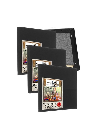 Siyah Tuval 20x20 Cm 3 Adet Astarlı Kare Tuval Resim Tuvali Siyah 20 20 Cm Tual Akrilik Yağlı Boya İçin İdeal
