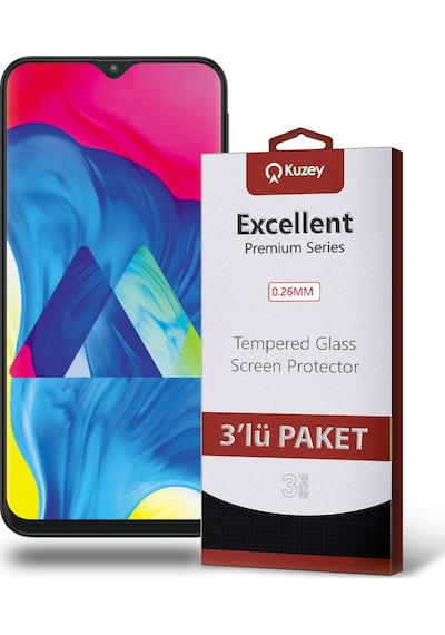 Samsung Galaxy M10 ile Uyumlu Kırılmaz Temperli Ekran Koruyucu Cam Ekonomik 3'lü Paket