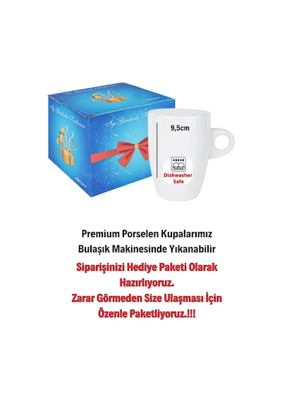 Yılbaşı Hediyesi Mutlu Yıllar Çam Ağacı İsimli Baskılı Porselen Latte Kupa Bardak Beyaz Beyaz