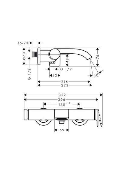 Hansgrohe Vivenis Aplike Banyo Bataryası Krom