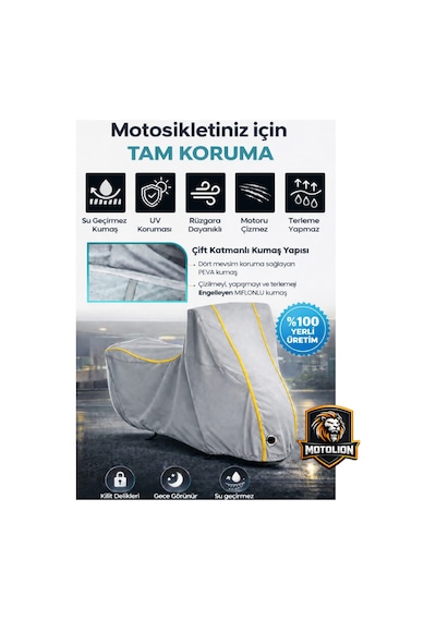 Arora Ars 200 Topcaseli Gri-sarı Dikişl.kilitli Motor Brandası.