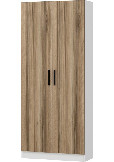 Minar Kale 210 Cm 2 Kapaklı 2b Raf Portmanto Beyaz Dore