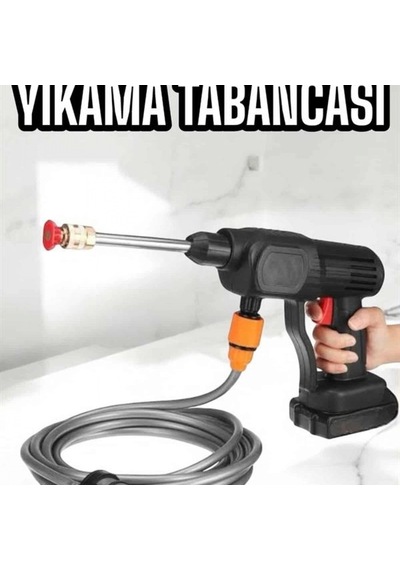 Şarjlı Araç Yıkama Tabancası Basınçlı Su Hazneli Kendinden Emişli Ve Musluk Bağlantılı