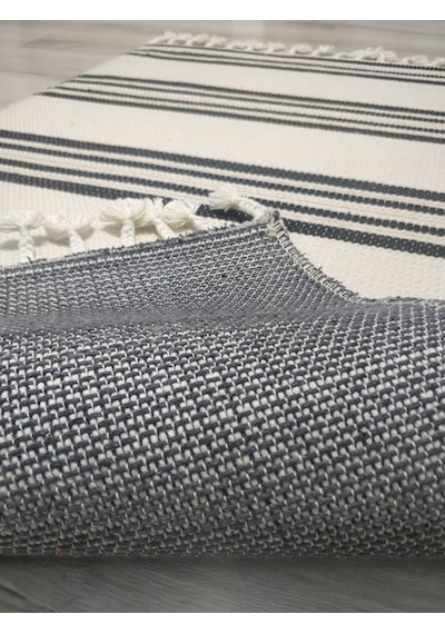 Tarz Wool 20-001 Siyah Bej-siyah Yün Dokuma Kilim 110 x 170 CM