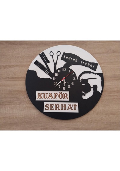 Kuaforler İçin Şık Ve Modern Duvar Saati No1042 Siyah