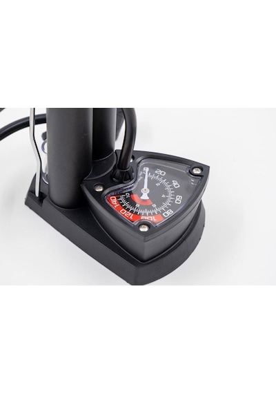 Raptor M34b-01 Dikey Ayak Pompası Analog Göstergeli Yüksek Basınçlı Bisiklet Pompası Siyah Renk