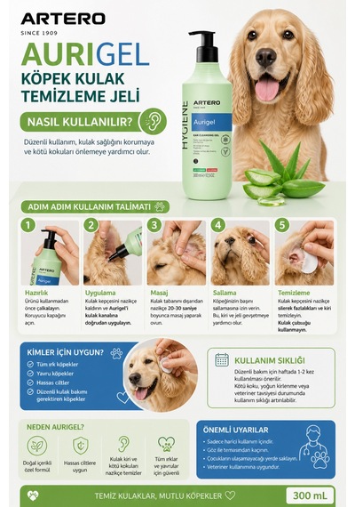 Aurigel Köpek Kulak Temizleme Jeli 300 Ml