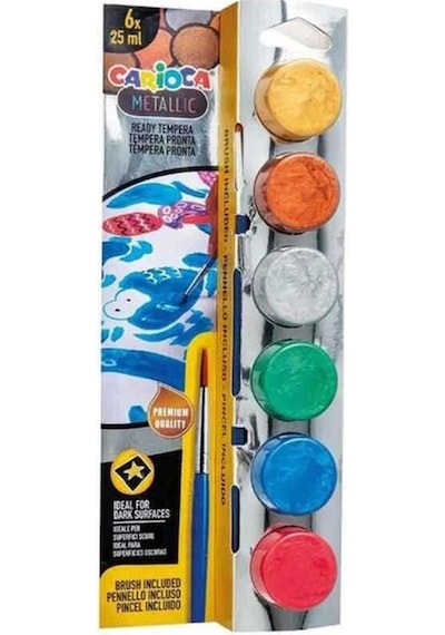 40426 Tempera Metalik Renkler Fırçalı 25 Ml Suluboya 6'lı Mavi