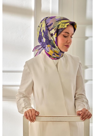 Silk Home Twill İpek Eşarp 11483-42 Mor, Fuşya, Asit, Koyu Yeşil, Lila, Butter Yellow