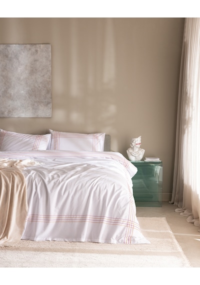 Madame Coco Holly King Size %100 Pamuk Nevresim Takımı - Beyaz/turuncu 8684427205211 Çok Renkli